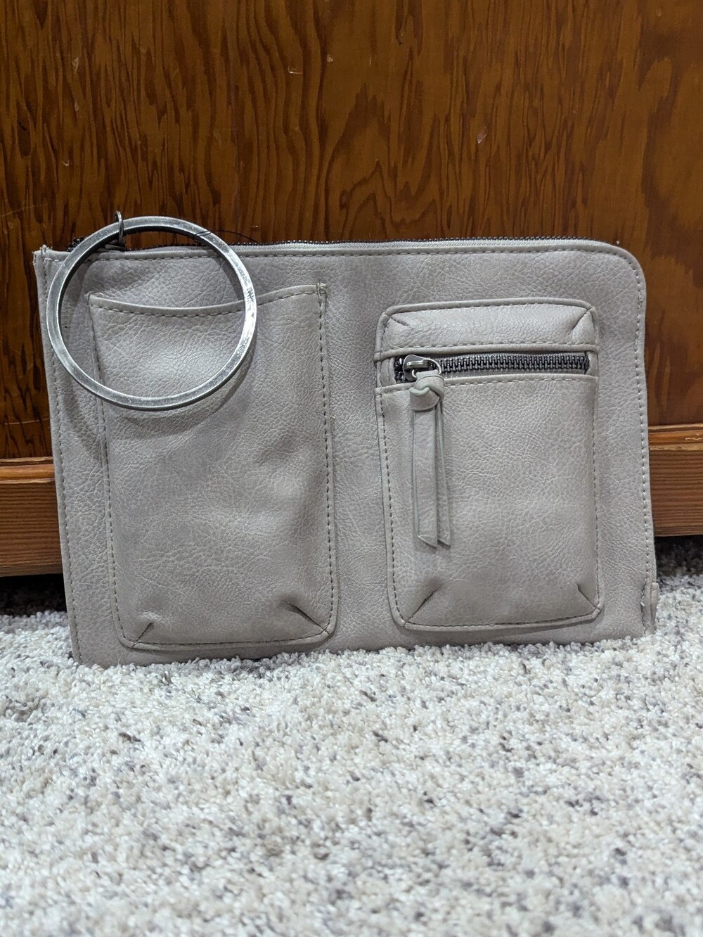 Neutral Gray Wristlet Clutch - Versatile Pocket Organizer